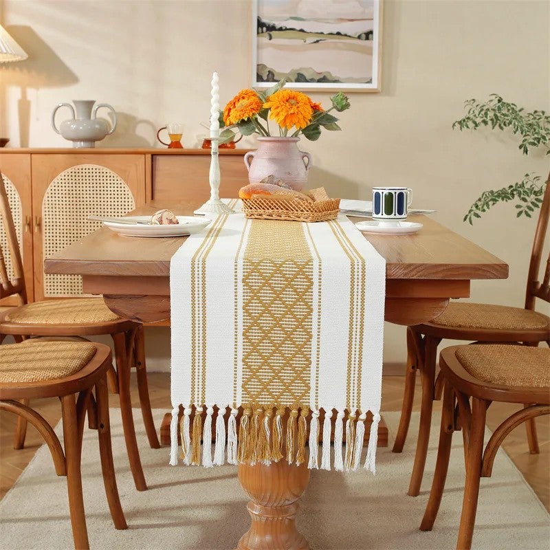 Bluejw New Chinese Design Luxury Washable Jacquard Cotton Woven Dinning Table Decor Bed Runner Dining Table Runners and Mats Set - Image 5
